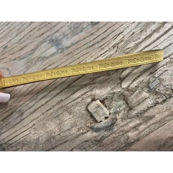 Yves Saint Laurent Leather Wristlet Clutch Rive Gauche Gold small Authentic - Picture 8 of 15